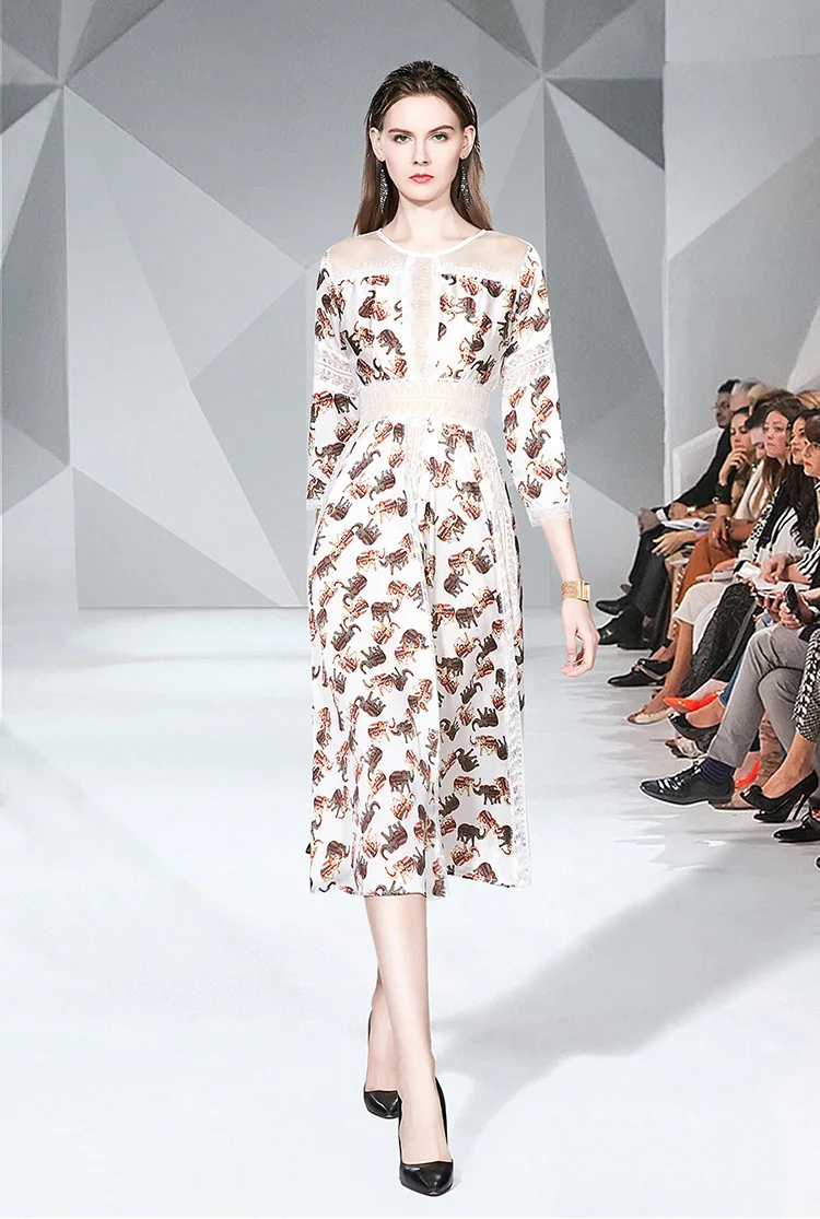 

Vintage Floral Long Dress A-Line Spring Autumn Retro Elegant Boho Dresses Women Runway Designer Party Vestidos Female BIg Size