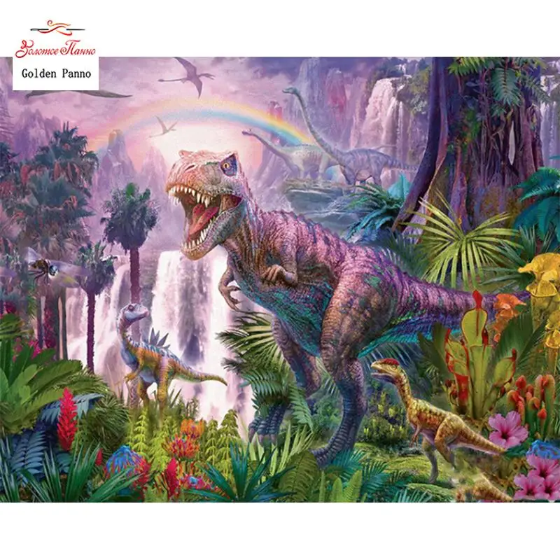 Full Square Diamond Painting 5D Dinosaur Diamond Embroidery Cross Stitch Animal Home Decoration