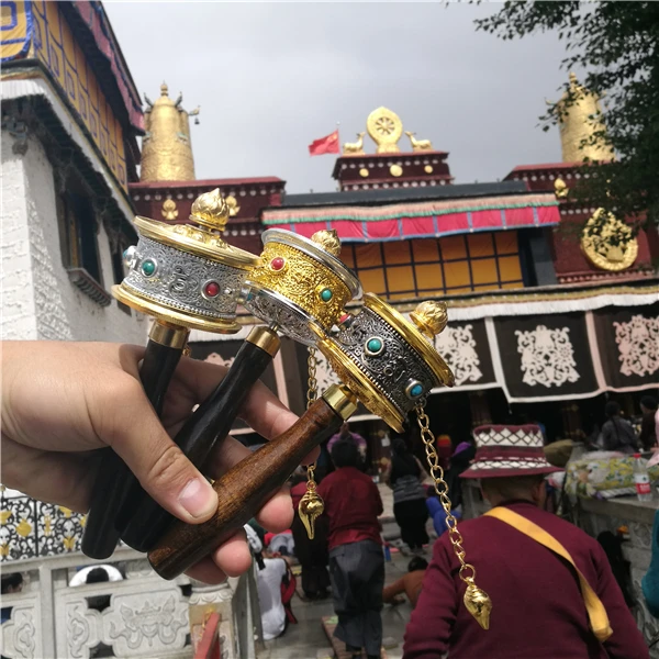 

18# Tibetan Buddhist Mantra Alloy Metal Prayer Wheel(Don't Include Lotus Seat)