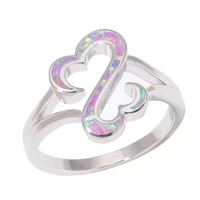 cinily created pink fire opal silver plated wholesale hot sell for women jewelry ring size 6 9 oj9574