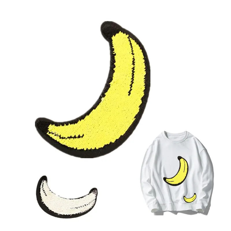 

Banana flip the double sided Iron on Patches for clothing naszywki Reversible change color sequins Biker Patch T-shirt Stickers