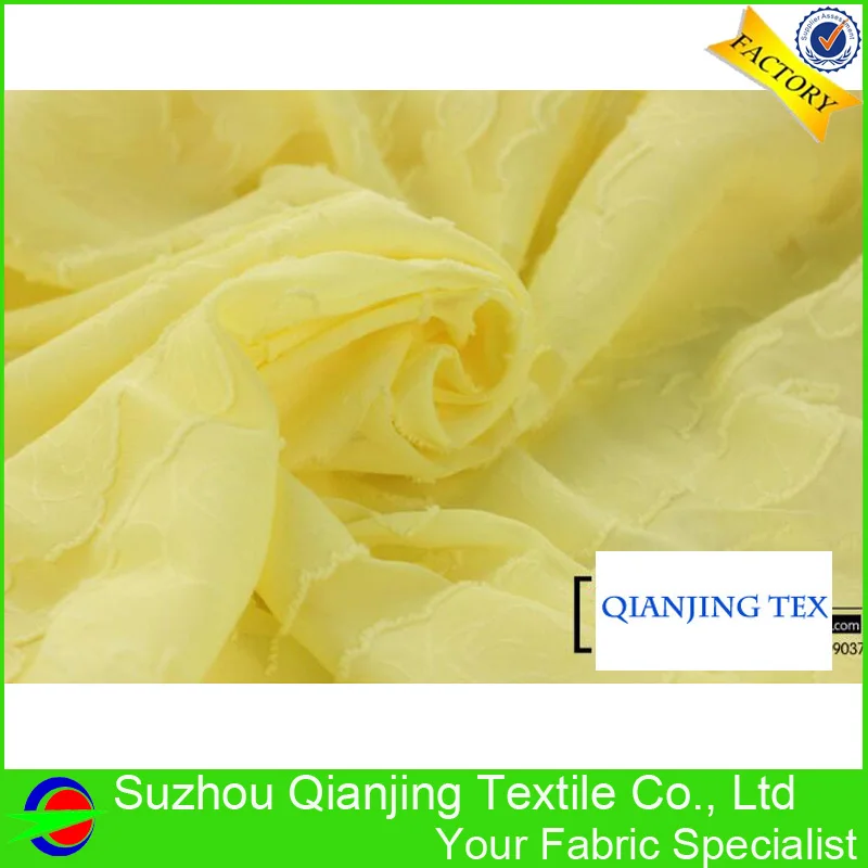 

Burnout Chiffon Fabric 100% Polyester Flower Embroidered For Summer Dress