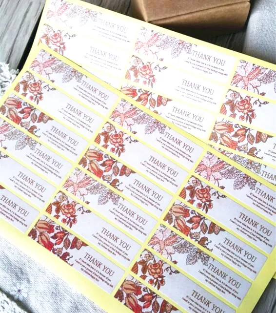 

free shipping900pcs/lot Great Value Court Retro Flower THANK YOU Pattern Sticky Adhesive For Cake Packaging Labels Diary