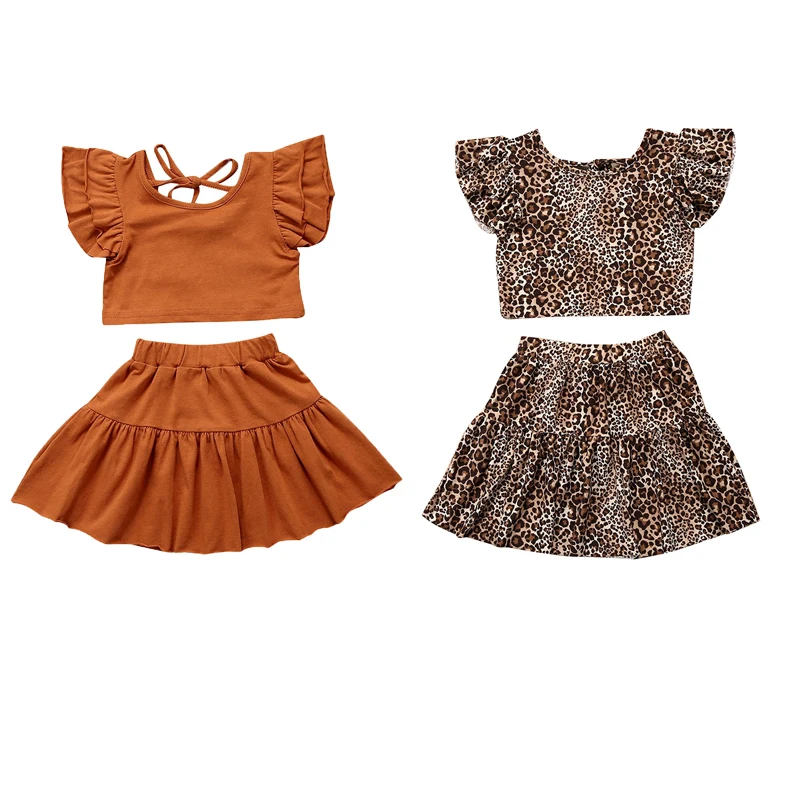 Женская летняя футболка с оборками на рукавах и короткая юбка повседневный