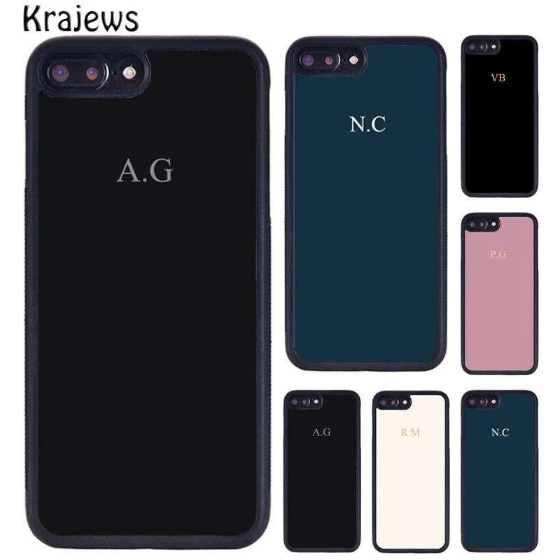 Krajews Pastel Custom Initials Monogram Phone Case For iPhone 14 5 6S 7 8 plus 11 12 13 Pro X XR XS Max Samsung S21 S22 Ultra