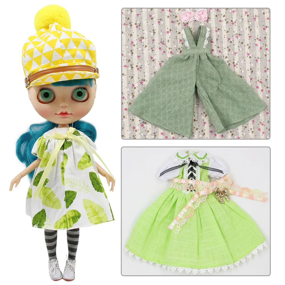 Одежда для куклы ICY DBS Blyth зеленая серия свободные брюки платье с шапкой леггинсы