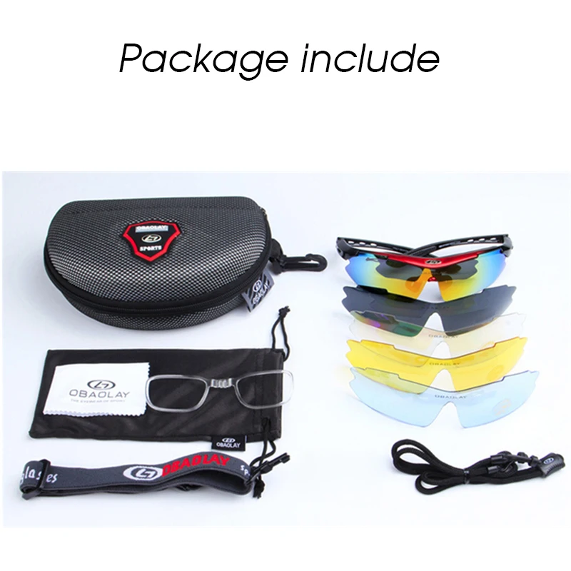 Поляризованные велосипедные очки для мужчин и женщин с 5 сменными линзами сумка