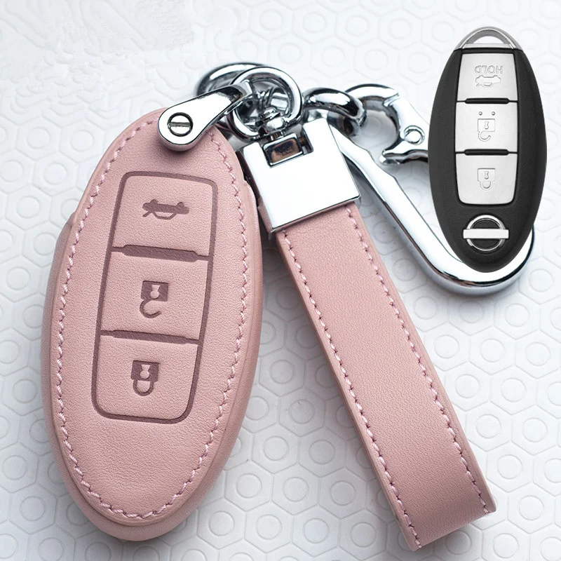 

Leather Car Key Case Cover For Nissan Qashqai Juke J10 J11 X-Trail T32 T31 Kicks Tiida Pathfinder Note For Infiniti Q50 QX60