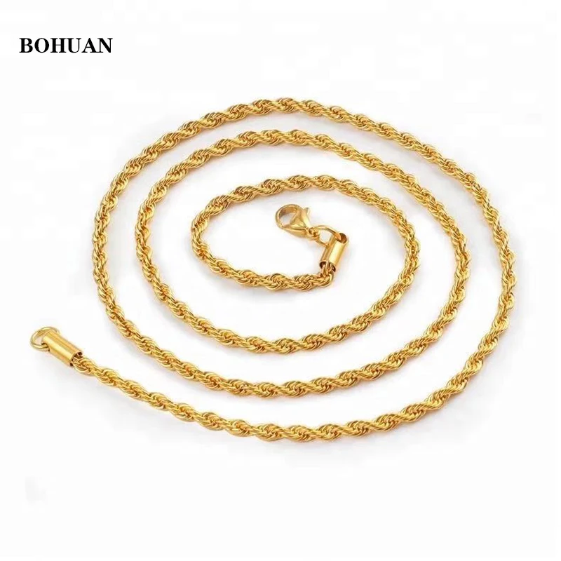 Стильное золотое ожерелье из нержавеющей стали с кубинским ожерельем для мужчин