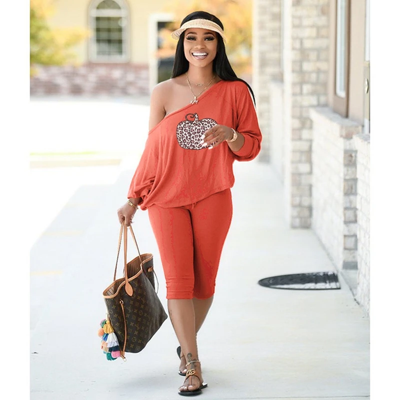 

TNNAOFF Plus Size Loose Two Piece Tracksuits Women Set Print Long Sleeve T Shirt Fall Sexy Sweatpans Lounge Wear Matching Sets