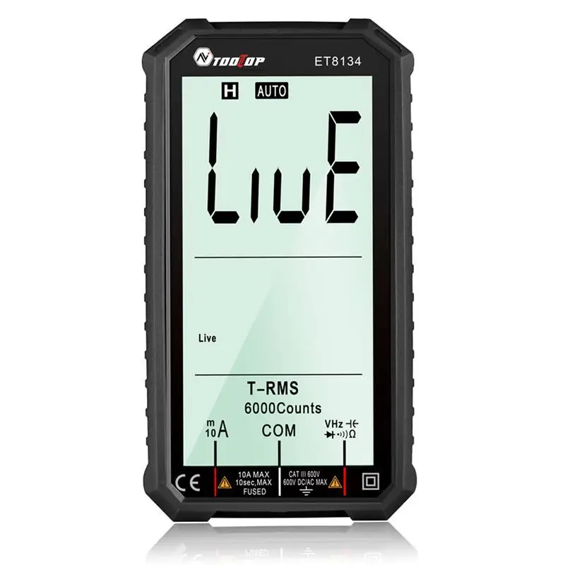 

TOOLTOP ET8134 Digital Multimeter NCV Tester Full Screen 4.7In LCD DC/AC Display Color Changing Alarm Tester Replacement