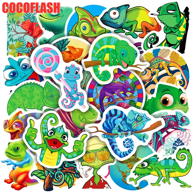 

10/50 Pcs/lot Gecko Chameleon Cartoon Cute Animal Waterproof Stickers For Diy Laptop Skateboard Luggage Phone Helmet Decals
