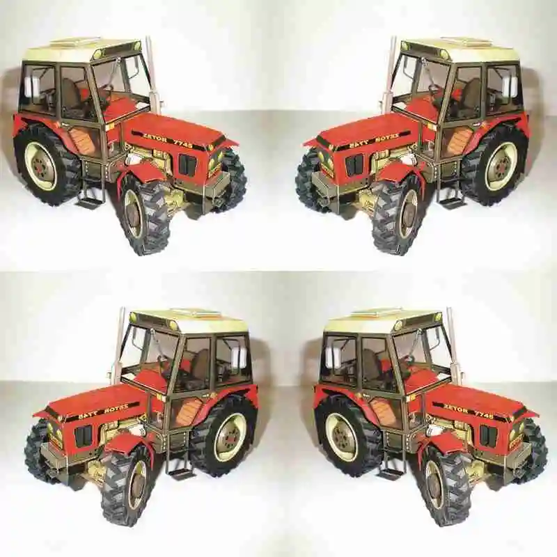 

1:32 DIY Czech Zetor 7745-7211 Tractor Card Model Building Agricultural Model Manual Educational Toy Car Machinery Sets Y8O9