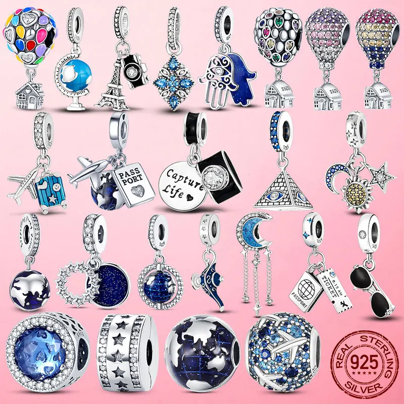 

Hot Sale Silver Color Balloon Plane Star Travel Dangle Charm Beads Fit Original Pandora Bracelet Silver Color Jewelry Gift