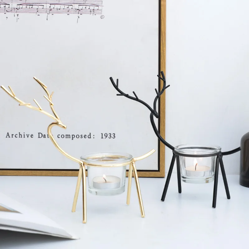 Креативный металлический подсвечник в виде лося для свадебной вечеринки