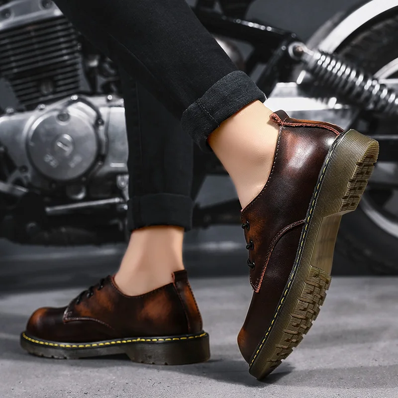 Брендовые мужские кожаные туфли Martin ручной работы дышащие туфли-оксфорды