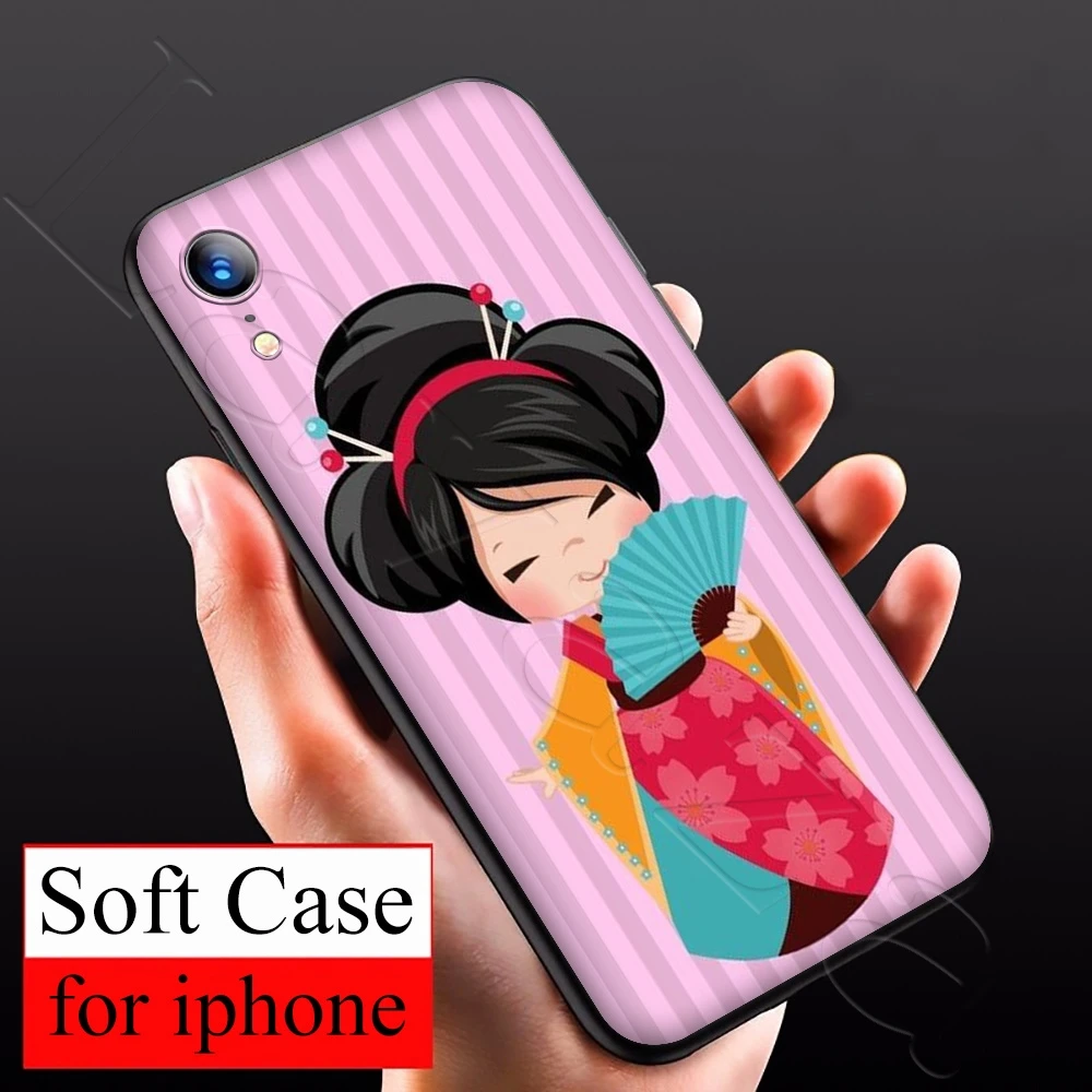 Lavaza kawaii японская кукла Kokeshi Мягкий ТПУ чехол для iPhone 12 Mini 11 Pro XS Max XR X 8 7 6 6S Plus 5 5S SE |