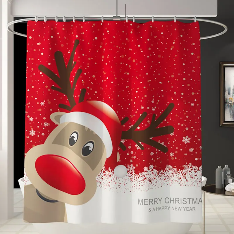

Christmas Ducha Bath Curtain With Hooks Christmas Santa Claus Christmas Tree Printed Shower Curtain Bathroom Curtain Cortina