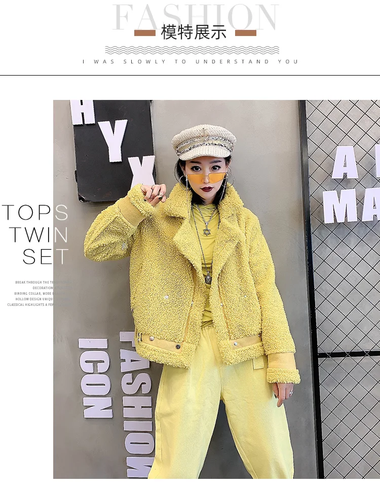Noble Sheepskin Wool Fur Blends Coats for Women Winter Fashion Wool Fur Coat Female Warm Outwear Sheep Shearing lady Fur Jacket