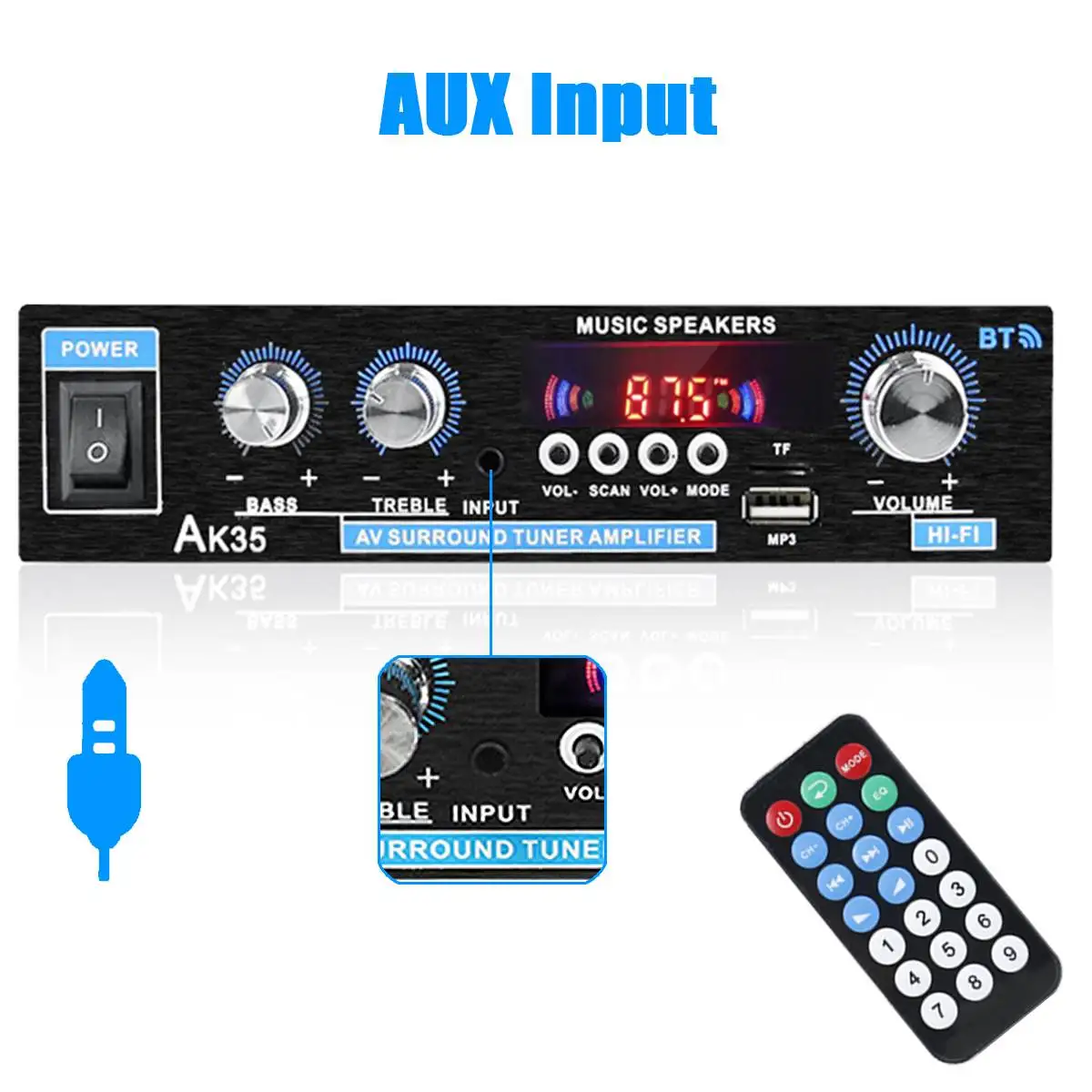 800 Вт AK35 домашние Автомобильные усилители 2 канала bluetooth 5 0 объемный звук FM USB
