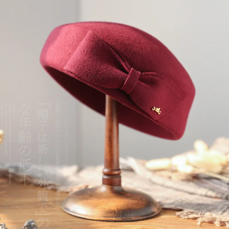 

Women Hat Stewardess Hat Painter Hat Autumn and Winter New Women's Wool Beret