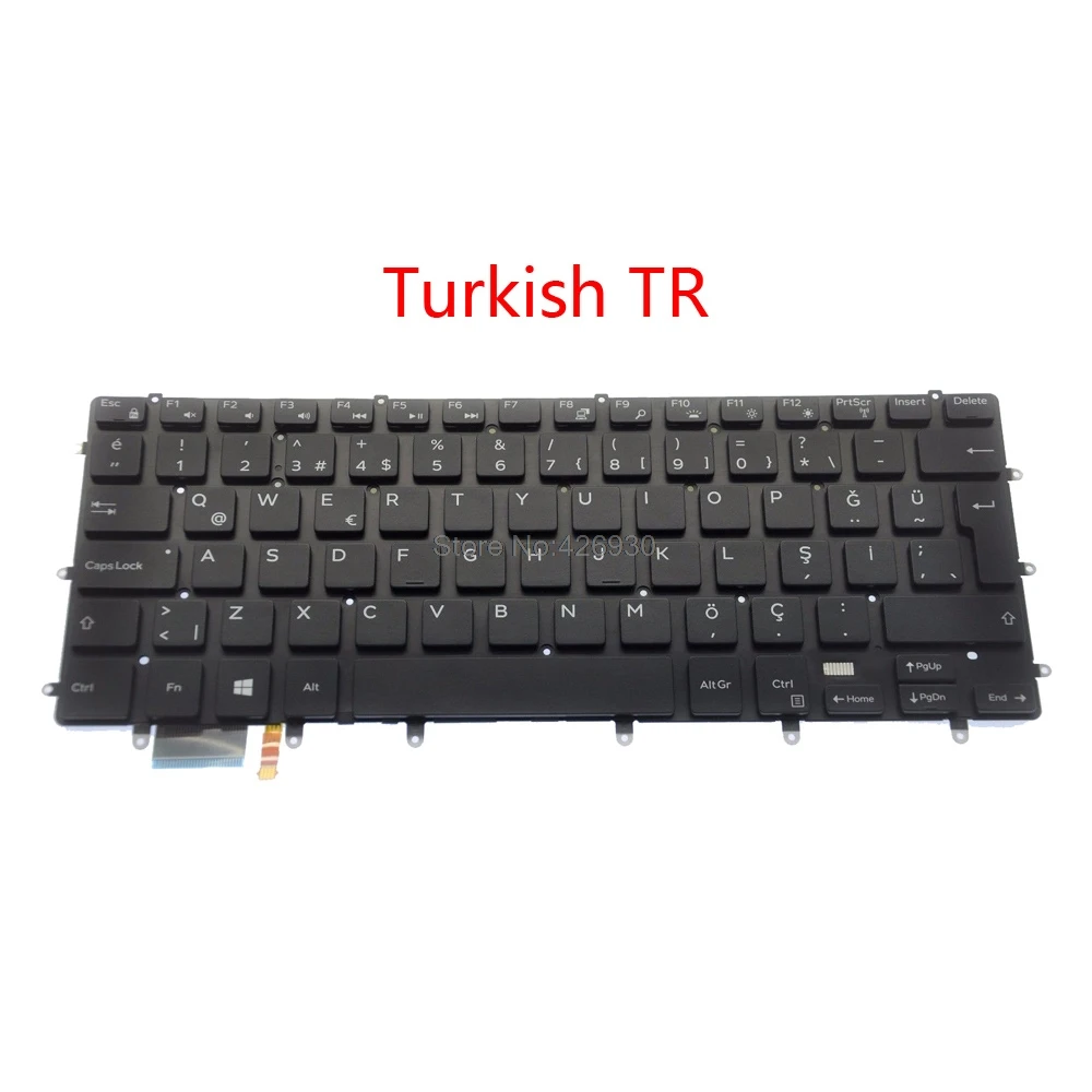 Turkish TR Клавиатура для ноутбука DELL для XPS 15 9550 9560 5510 5520 7568 с подсветкой Великобритания Французский FR Турецкий TR Таиланд TI латинская LA - Цвет: Turkish TR