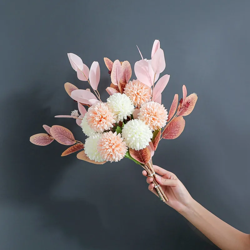 

1/2 Bunch Fake Leaf Bouquet Green Plant Artificial Flower Arrangement Leaf Material Family Wedding Decoration Valentine's Day Gi