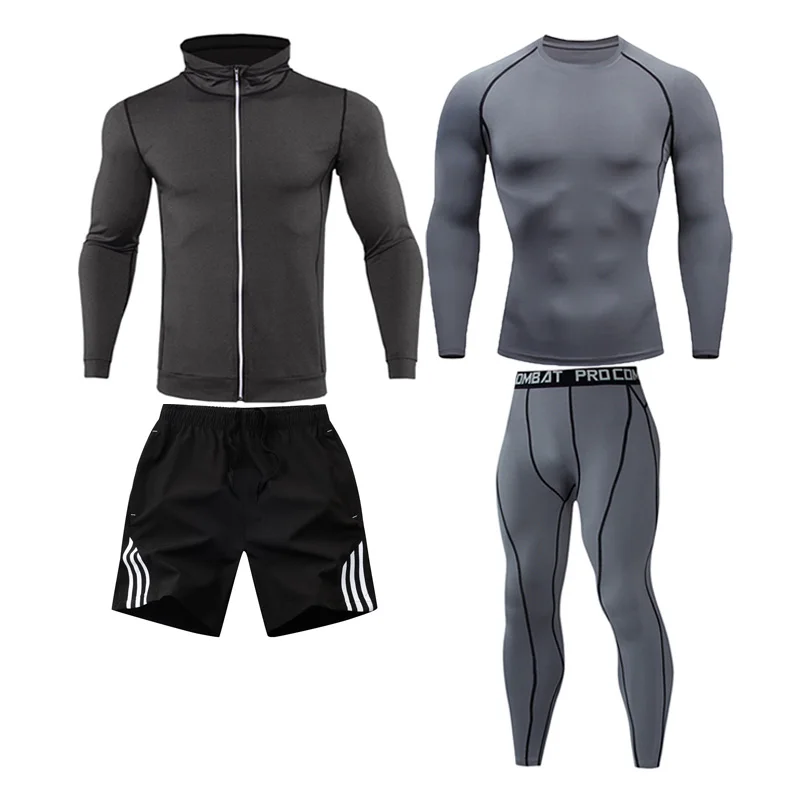 Мужские спортивные костюмы со штанами новый комплект для спортзала Мужская