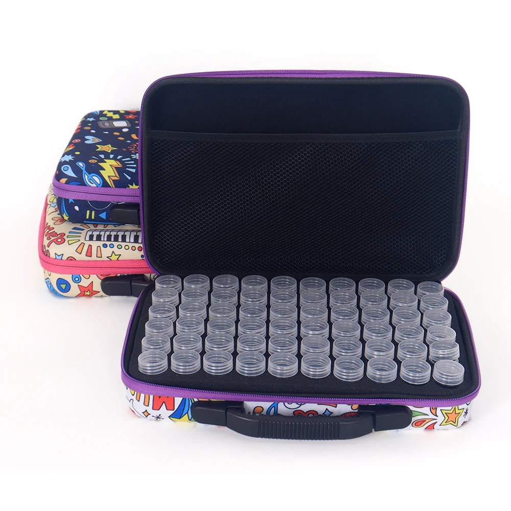 

New 60 Bottles of Diamond Painting Accessories Container Box Storage Handbag Suitcase 5D Cartoon Items Diamond Embroidery Tool