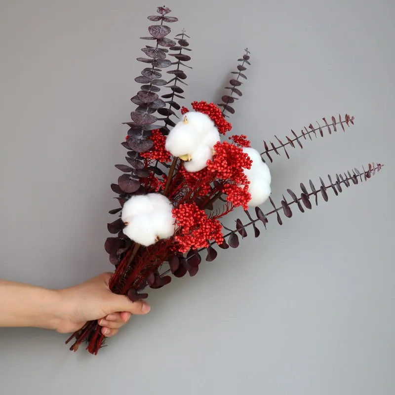 

Eucalyptus Cotton Golden Ball Large Dried Bouquet Artificial Preserved Flowers Leaves for Decoration Aesthetic Accessories