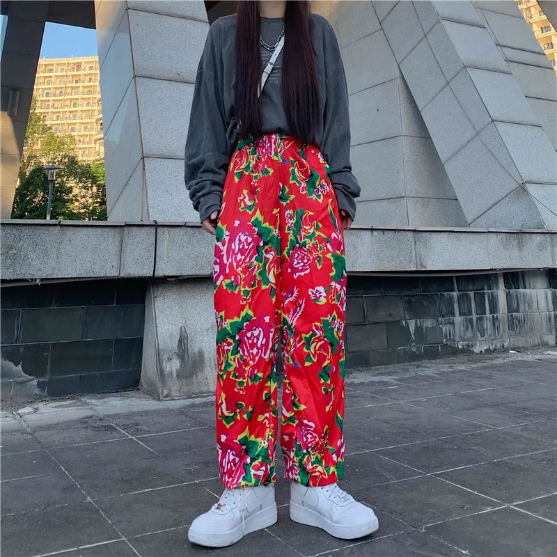 

Loose Spring Autumn Floral Streetwear Women Harem Pants Vintage Style Casual Female Capris Ulzzang Ins Hipster Fashion Brand