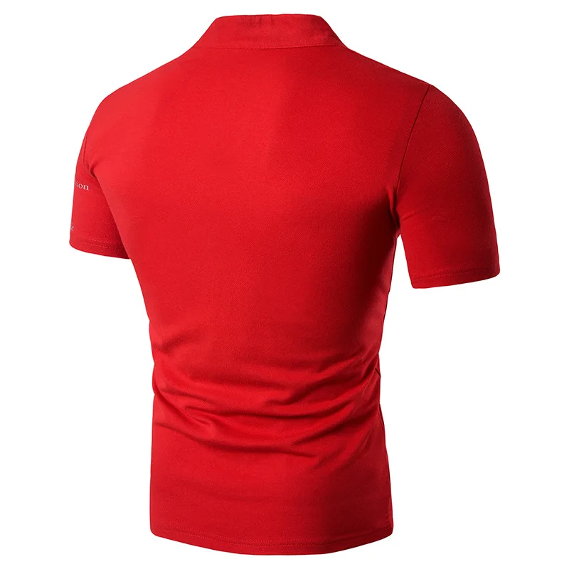 

Short-sleeved t-shirt men's casual printing stand-up collar top V-neck large size men's summer new solid color letter T-shirt