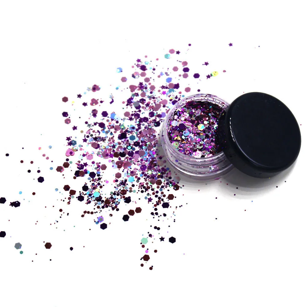 Лазерный блёстки блеск макияж Сияющий Красочный Лицо Глаза грудь губы дизайн