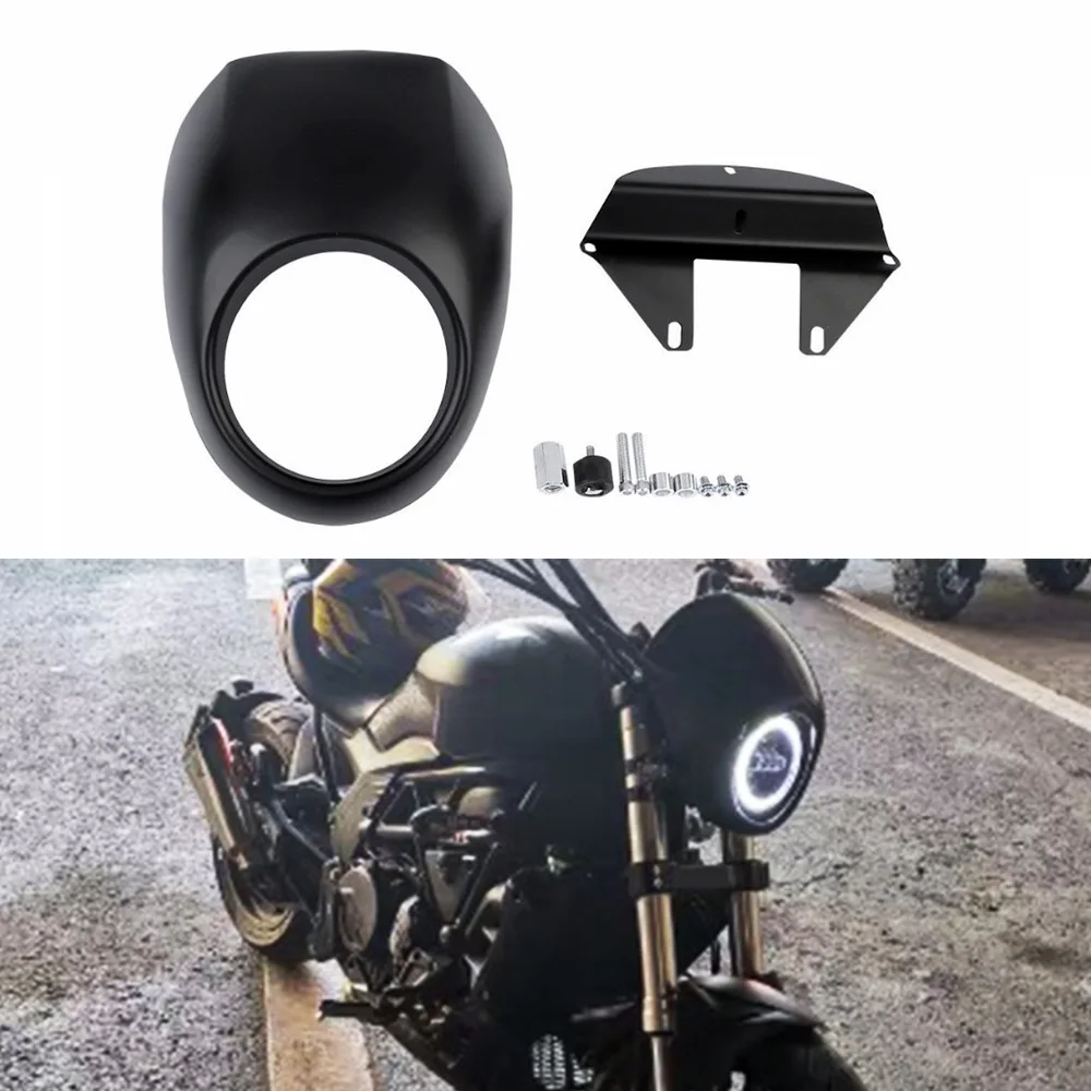 Черная маска - обтекатель для фар с аппаратным передним летящим экраном