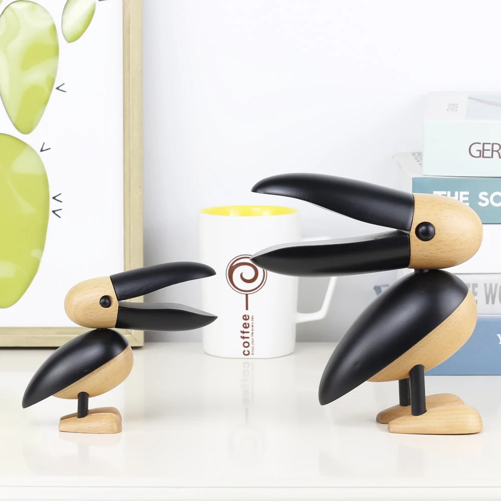 Новое поступление высокое качество бук дерево большой рот птица фигурка милые