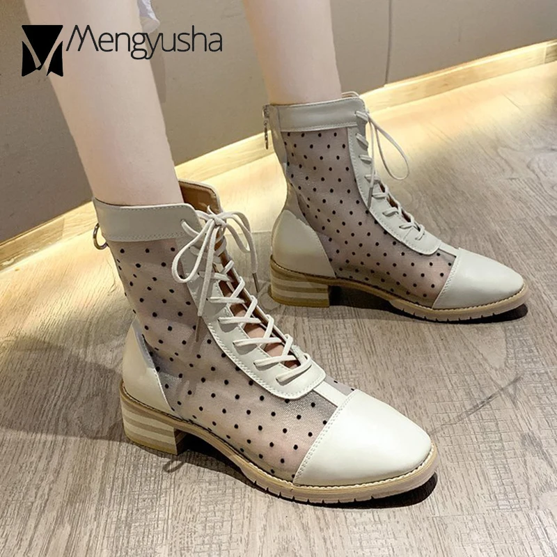 Короткие ботинки на шнуровке Сезон зима 2019 Модные дышащие ботильоны молнии с