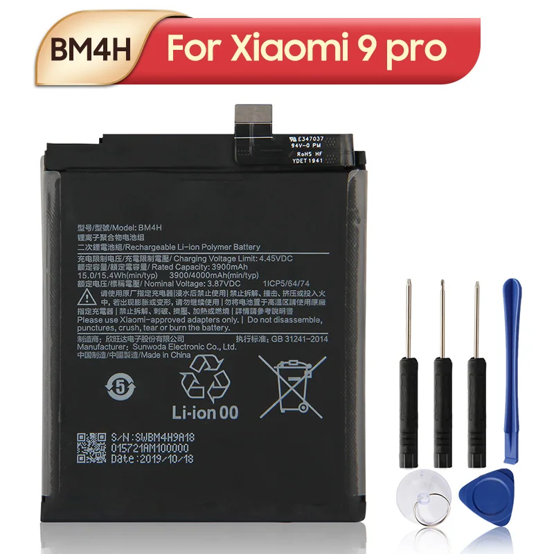 

BM4H Replacement Phone Battery For Xiaomi Mi 9 Pro Mi9 Pro 4000mAh + Free Tools