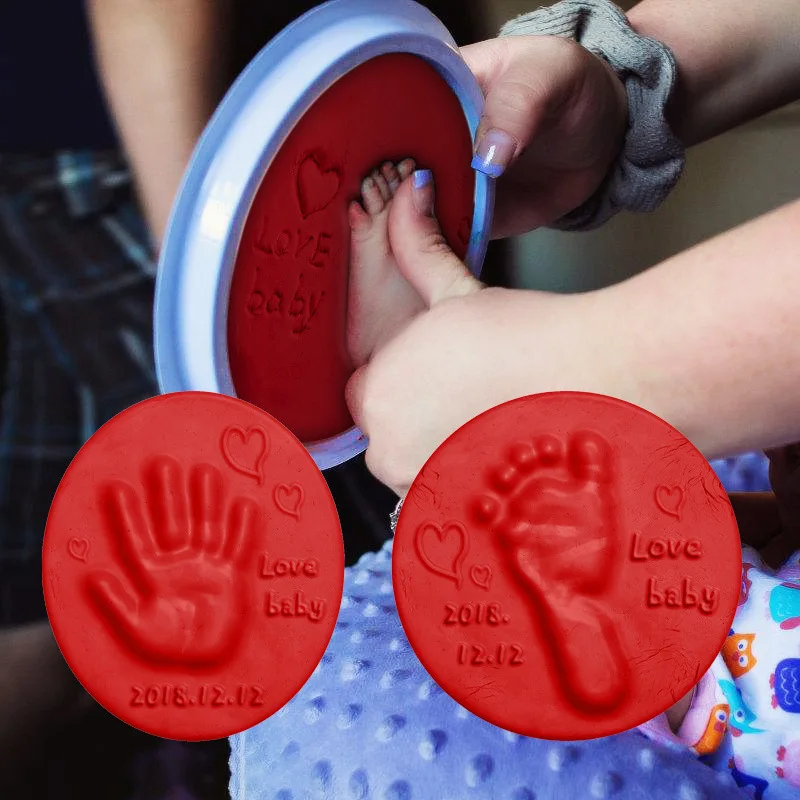 DIY Newborn Baby Souvenirs Hand Print Footprint Non-toxic Clay Kit Casting Parent-child Hand Ink Pad Fingerprint Toys