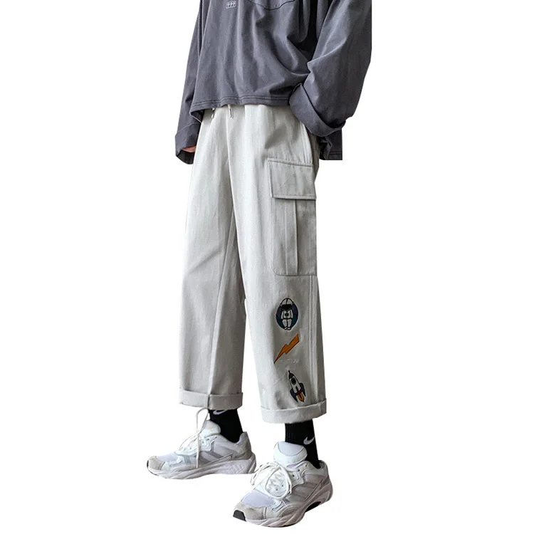 

2021 Fashion Print Cargo Pants Men's Korean Casual Pants Loose-fitting Straight Pants Streetwear Sweatpants