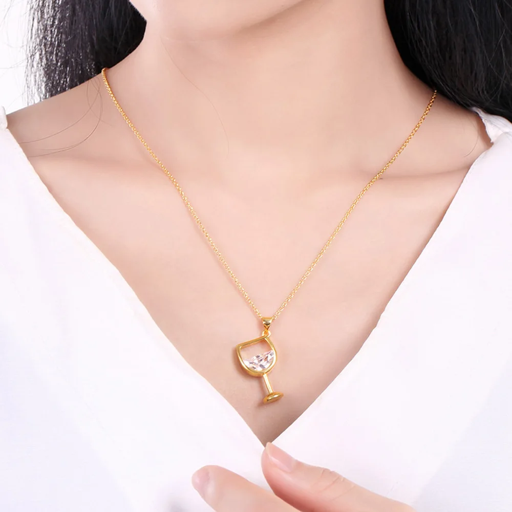 Женская подвеска из стерлингового серебра 925 пробы ожерелье Красное вино в форме