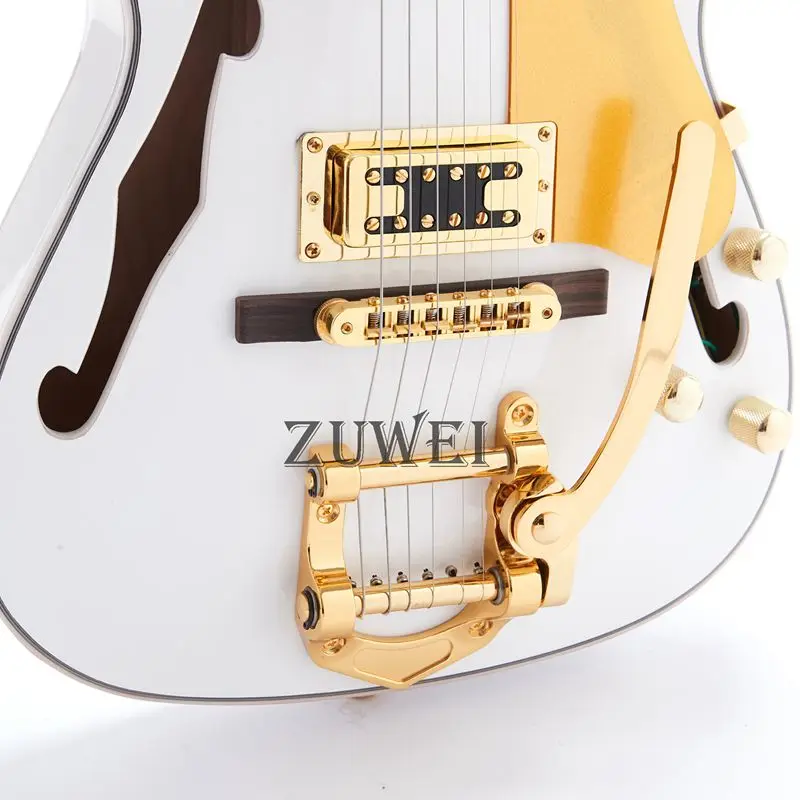 F Hole Semi Hollow Body TL Electric Guitar Gold Hardware Set In Joint White Color | Спорт и развлечения