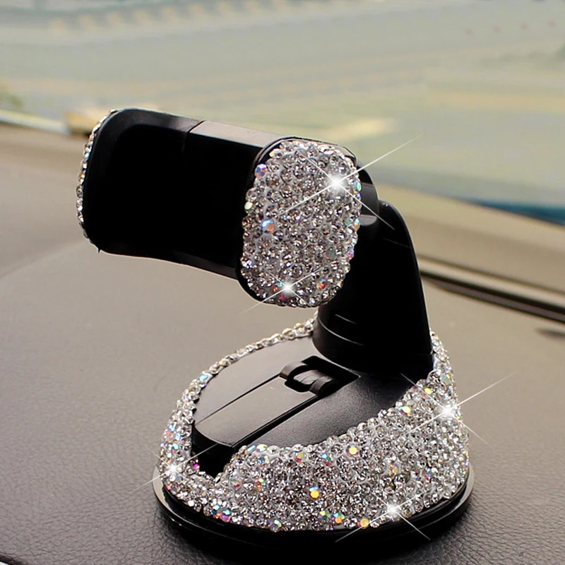 

Crystal Rhinestones 360 Degree Car Phone Holder for Car Dashboard Auto Windows and Air Vent Universal Car Mobile Phone Holder