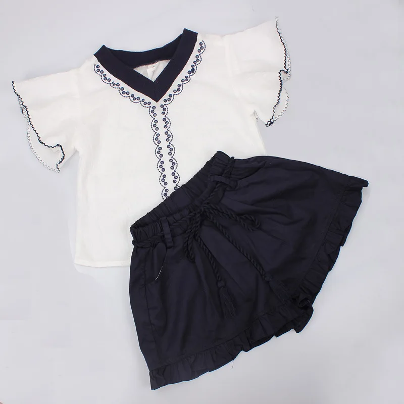 Повседневные комплекты одежды для девочек Новая летняя одежда из хлопка и льна