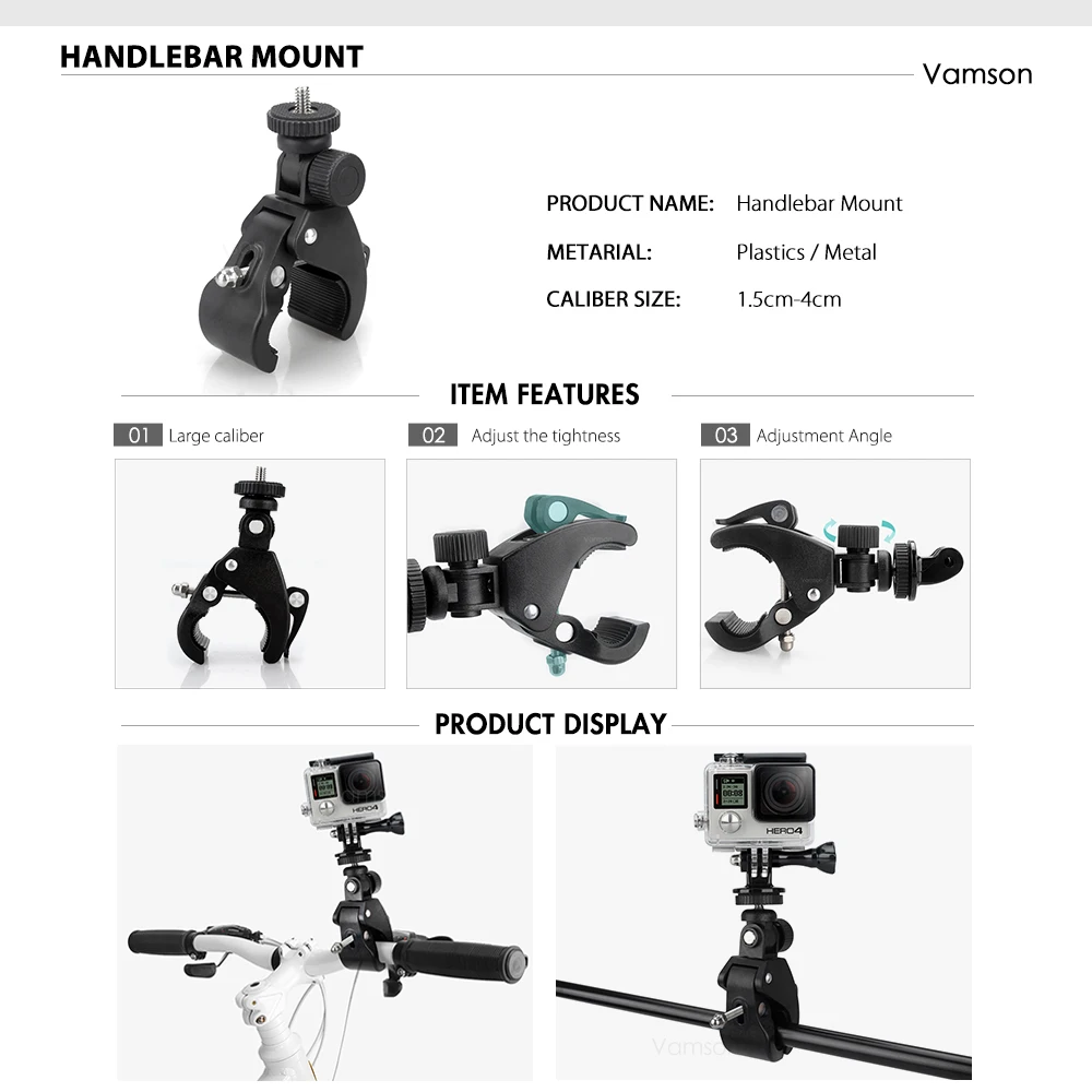 Vamson аксессуары для GoPro Hero 8 7 6 5 нагрудный ремень мотоциклетный зажим Коллекционная коробка для Xiaomi Yi 4K для SJCAM для Eken VS153C