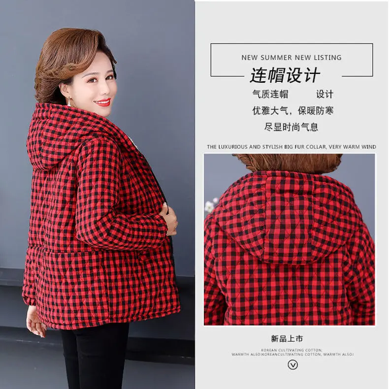 

Mother's winter plush and thickened cotton padded jacket for middle-aged and old people