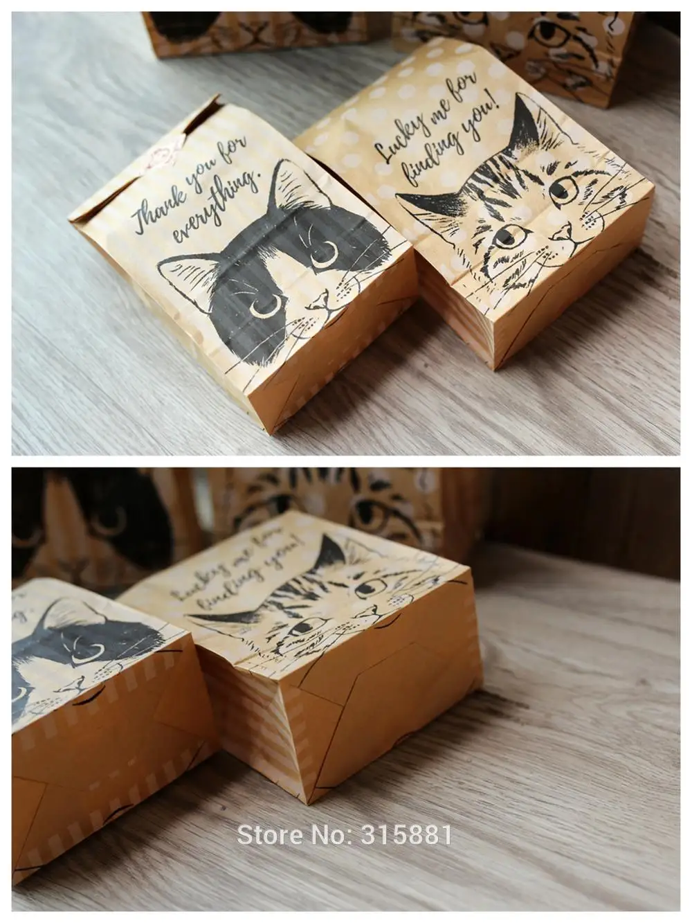 Пакет из крафт бумаги в форме кошки пакет для сладостей печенья хлеба орехов