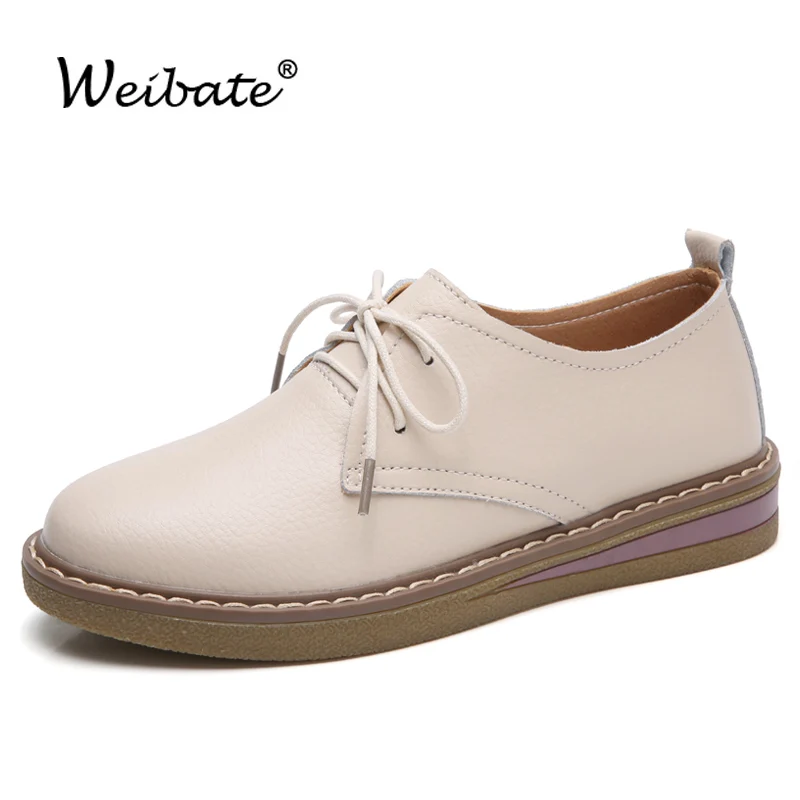 Брендовые осенние модные оксфорды WEIBATE на шнуровке для женщин официальная