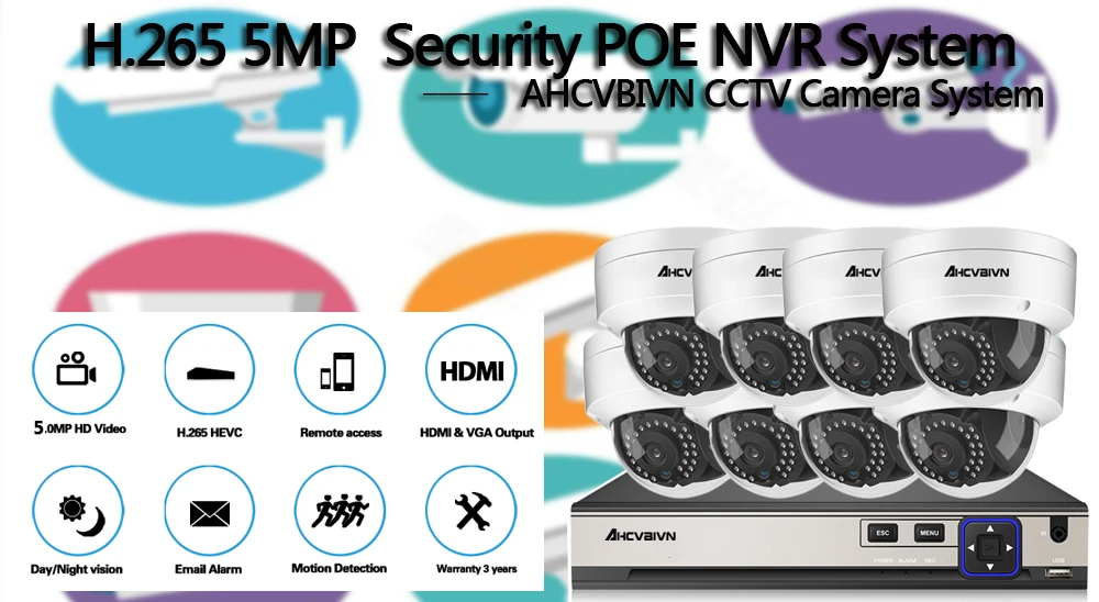AHCVBIVN CCTV Камера в Survrillance Системы NVR 8CH Full HD 5MP до 16*5 Мп IP Камера POE 48V 802.3af/Oudoor набор
