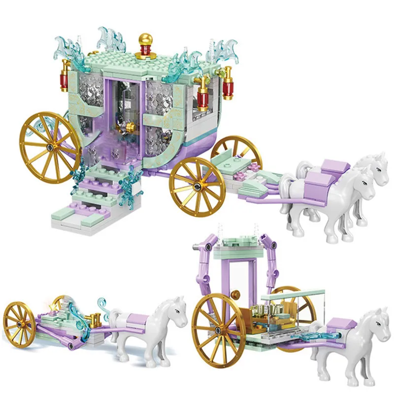 

Enlightenment Toys Romantic Princess Carriage Friends Girls Castle Building Blocks City Bus Educational Bricks Kids Gift