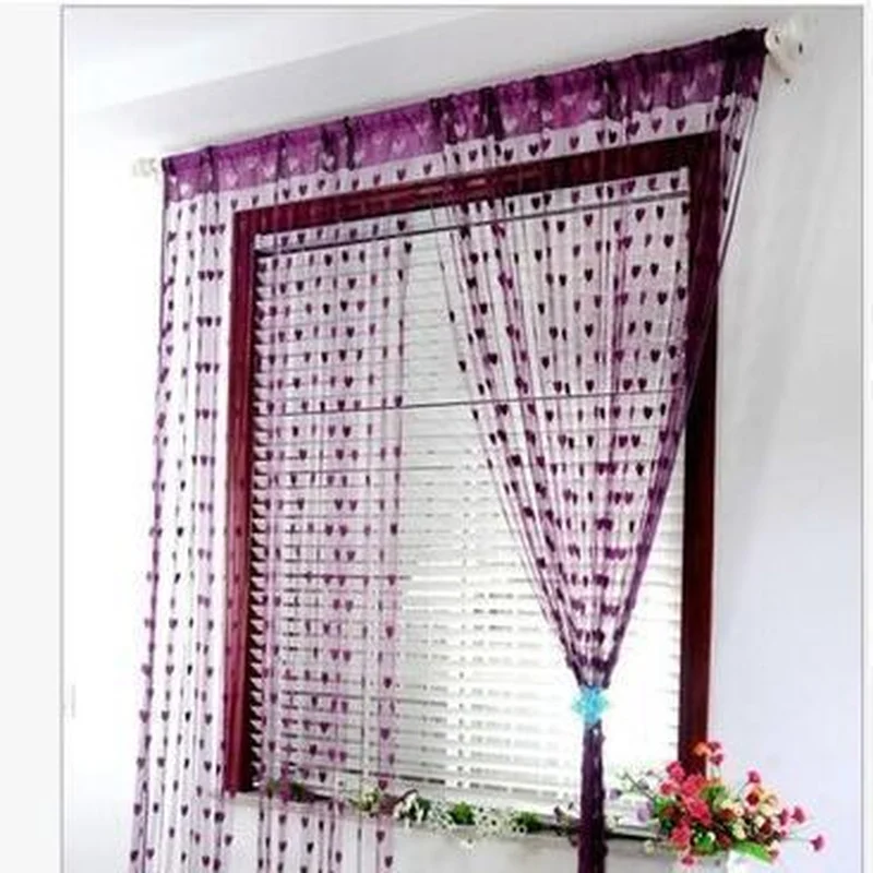 

100 * 200cm Love Curtains /Romantic Peach Heart Line Curtain Wedding Living Room Decorative Partition Curtain Hanging